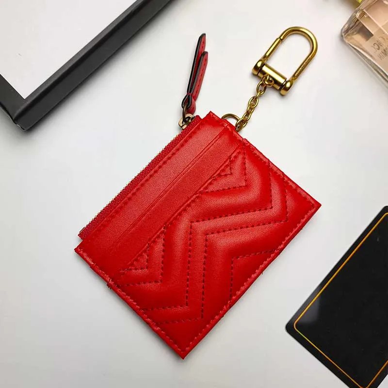 Unisex designers plånbok mode ko läder korthållare zig zag kvinnor purses designer väskor högkvalitativa män nyckelpåse 5 färger nyckel311y