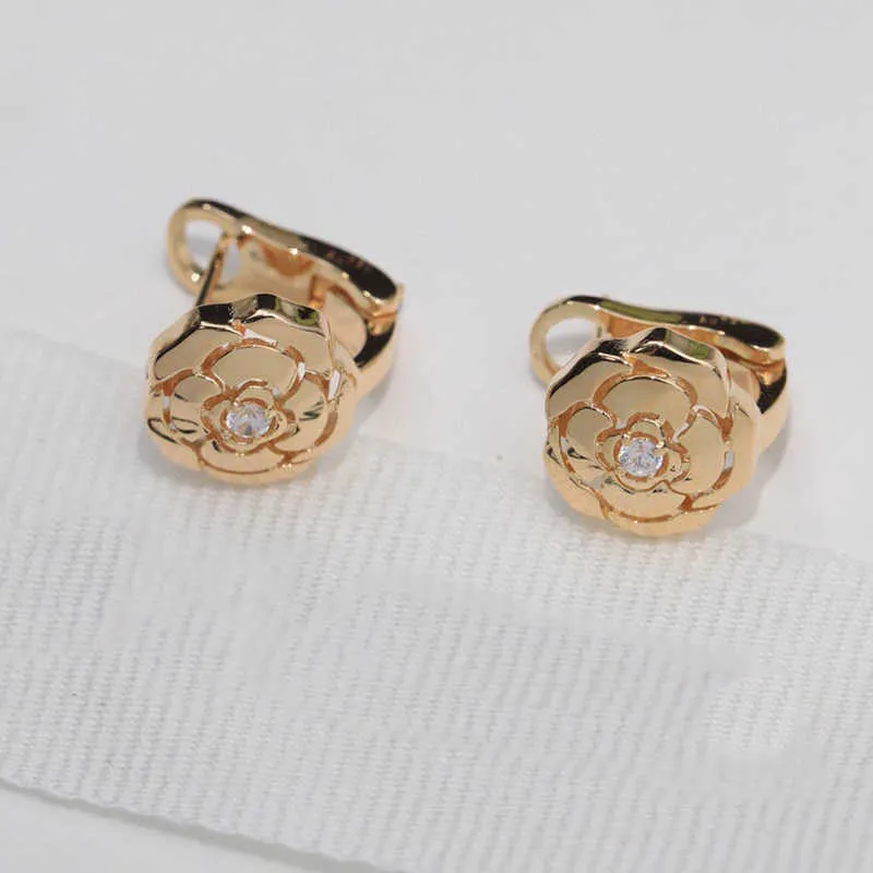 Brand Pure 925 Sterling Silver Earrings Rose Flower Small Mini Size Cute Stud Earrings Pink Gold Luxury Brand QulQuality8586393