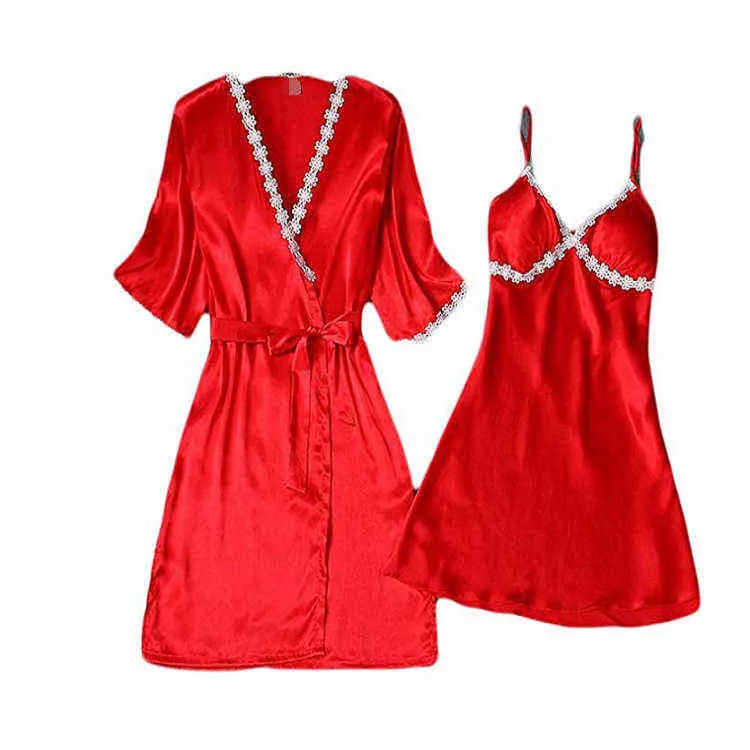 Midnight Sexy Lace Pijama Produção de roupões de pano brilhante e roupas caseiras personalizado 211202