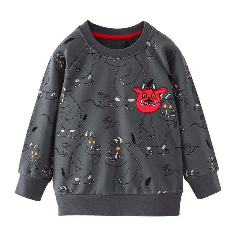Jumping meters baby girls sweatshirt long sleeve spring autumn winter cartoon clothing with printed characters shirts 210529