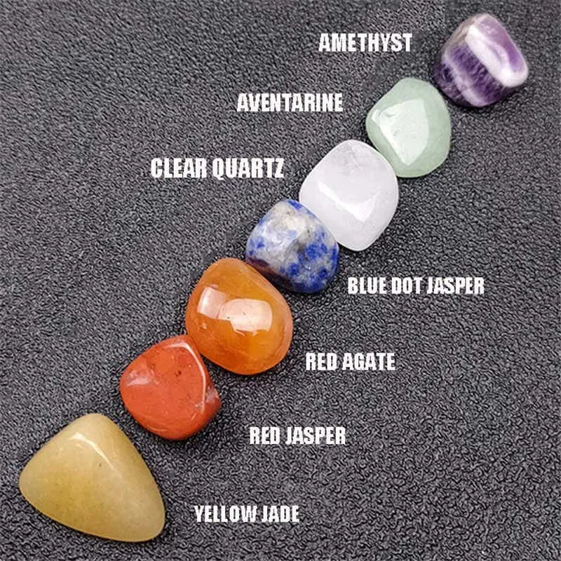 7 Chakra Energy Stone Healing Stone Mors Daggåva Set Meditation Stone Yoga Amulet Presentförpackning Heminredning Tillbehör 210811