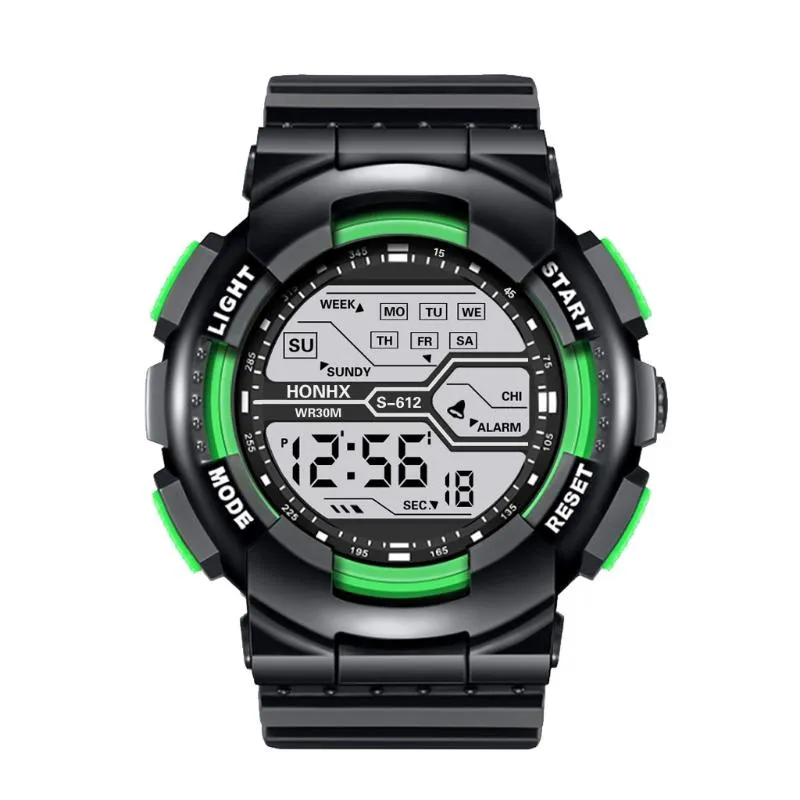 Fashion Menproof Men Boy LCD Digital Fordight Date Rubber Sport Wast Watch Watches Top Relojes255L