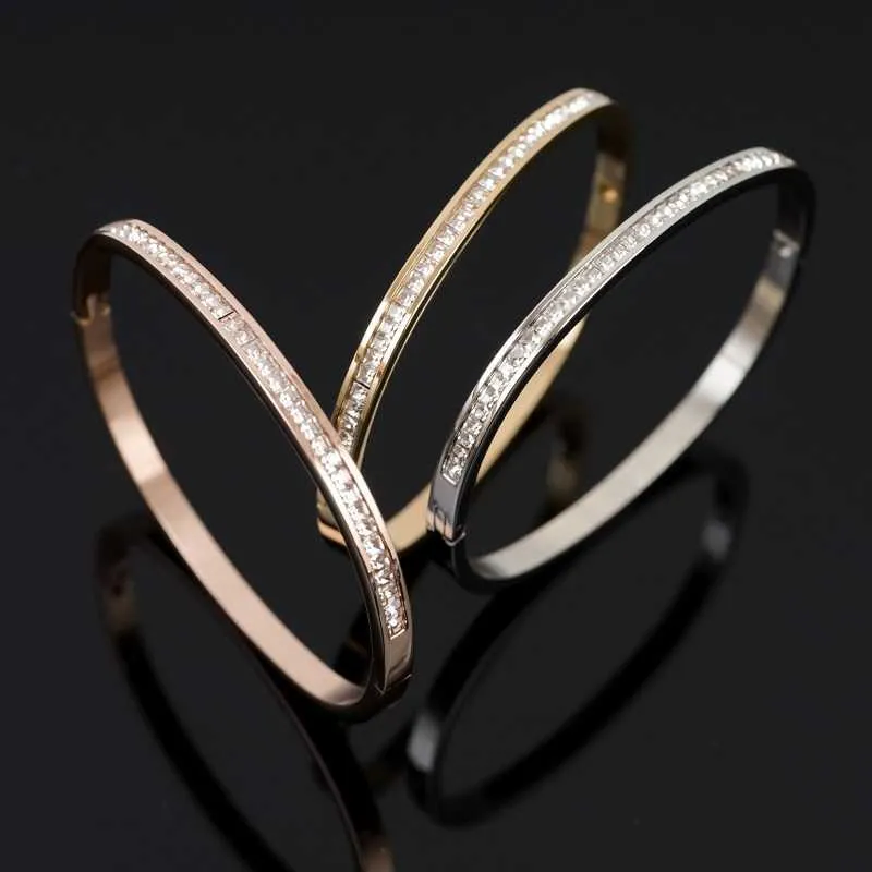 Роскошные квадратные кристаллические браслеты из нержавеющей стали браслеты для женщин друзей подарки мода манжеты браслеты пара свадебные украшения Q0717