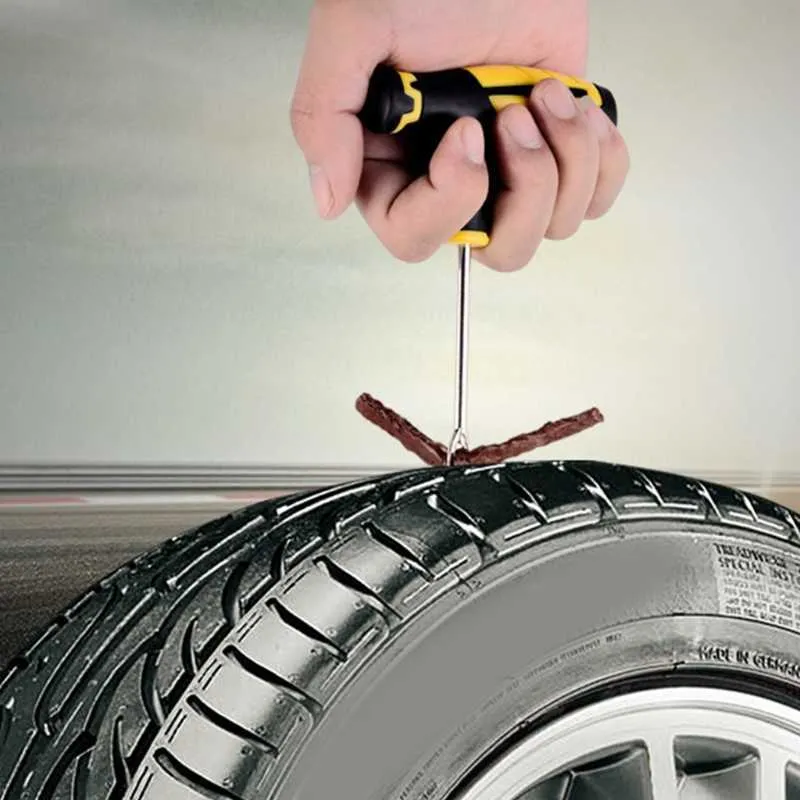 Tyre Puncture Emergency Repair Kit Flat Tire Tools Tyre Plug Off-Road Tires Rubber Cement 5 Plugs DIY Car Home Patch