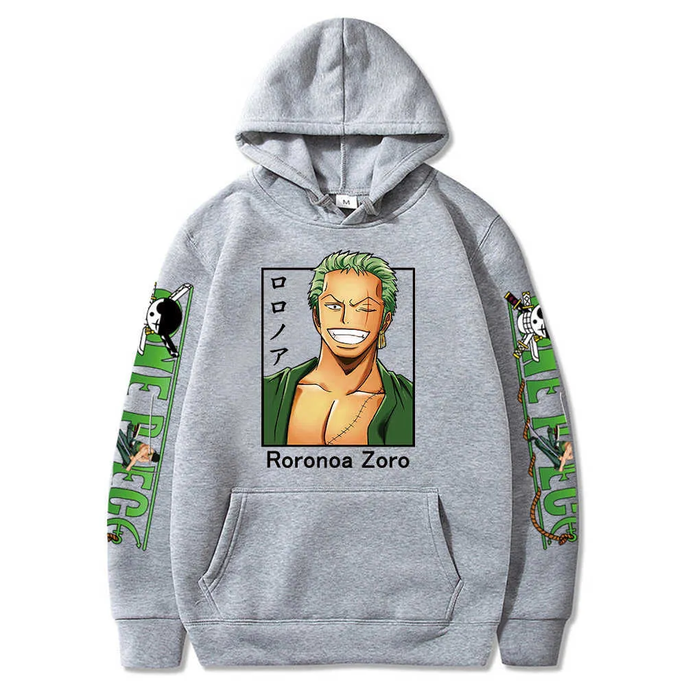 Anime Een Stuk Roronoa Zoro Gedrukt Mannen Vrouwen Hoodie Streetwear Casual Sweatshirts Y0727