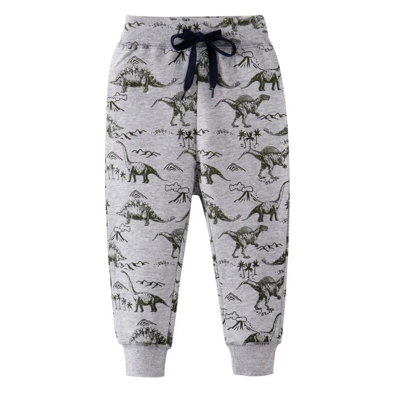 Top marca nueva llegada animales niños pantalones de chándal para niños niñas 2-7T moda deporte cordón pantalones largos bebé dinosaurios pantalones 210306
