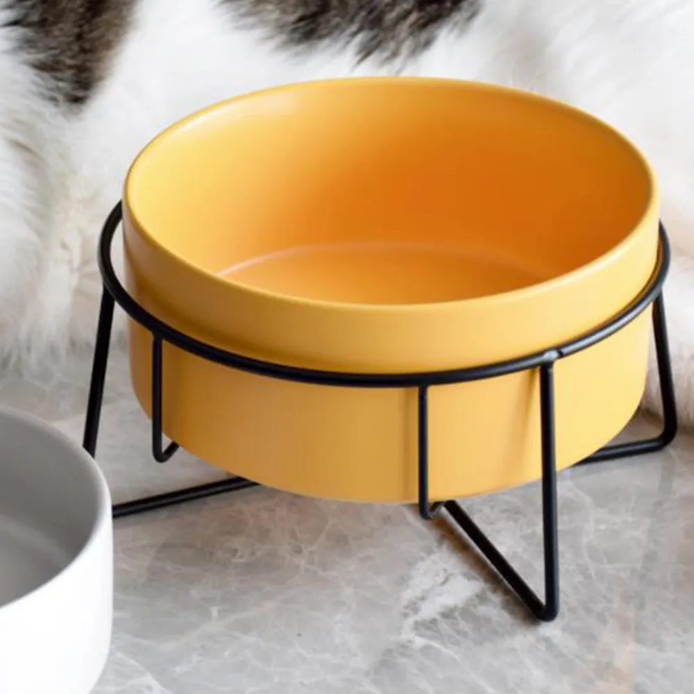 Ciotola animali domestici in ceramica da 400 ml, protezione il collo, mangiatoia acqua, con supporto antiscivolo, cani e gatti Y200922