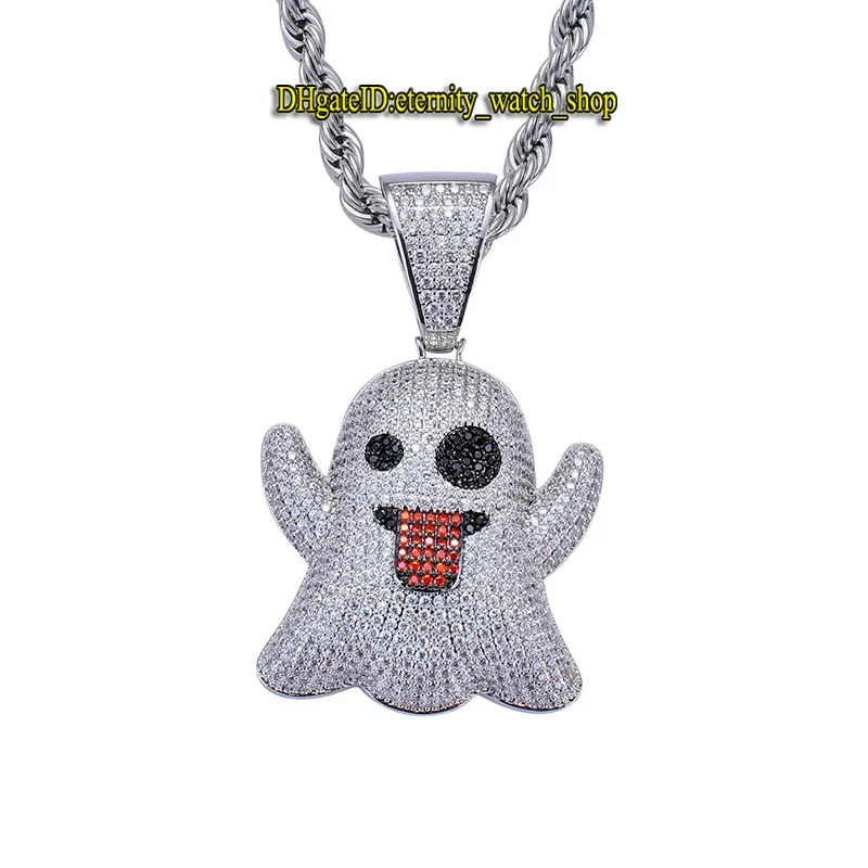 European and American ghosts tongue out funny expression Iced Out diamond hip hop pendant street hipster full of CZ diamond inlaid8680166