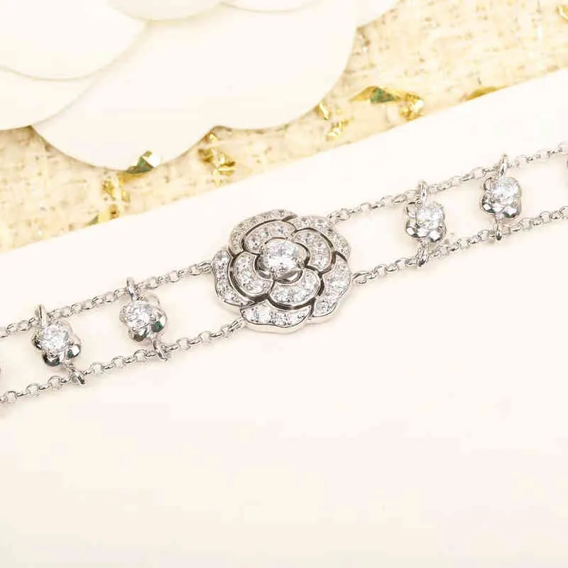 Nouveau 2022 bijoux de luxe colliers tendance Europe marque chaude pur 925 argent Sterling pour les femmes camélia fleurs mariageBKP3