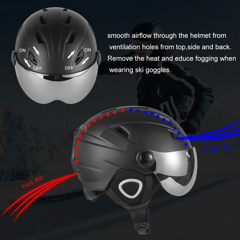Ski Helmet Goggles Visor Men Women Snowboard Helmet Snowmobile Skateboard Safety Winter Warm Mask Ski Mas318J