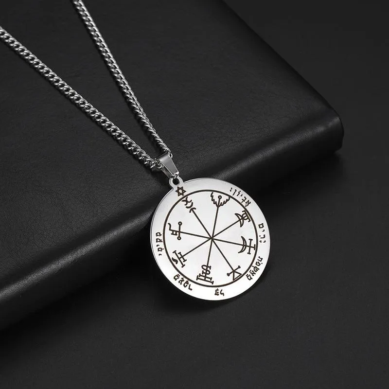 Pendant Necklaces Solomon Moon Stainless Steel Necklace Amulet Couple Gothic Casual Sporty Chain Jewelry Whole272u