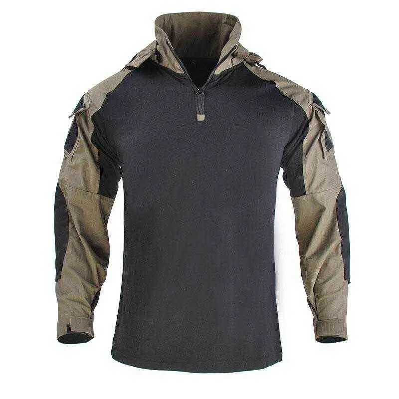 T-shirt da combattimento con cappuccio da uomo, camicia da caccia tattica uniforme mimetica fresca T-shirt a maniche lunghe con cappuccio attrezzatura 220115