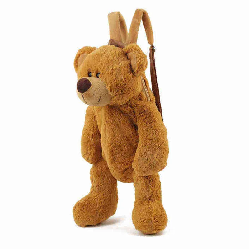 40cm crianças bonito brinquedo de pelúcia bonito desenhos animados brown urso mochila sacola meninas meninos meninos jardim de infância aniversário presente de natal 220209