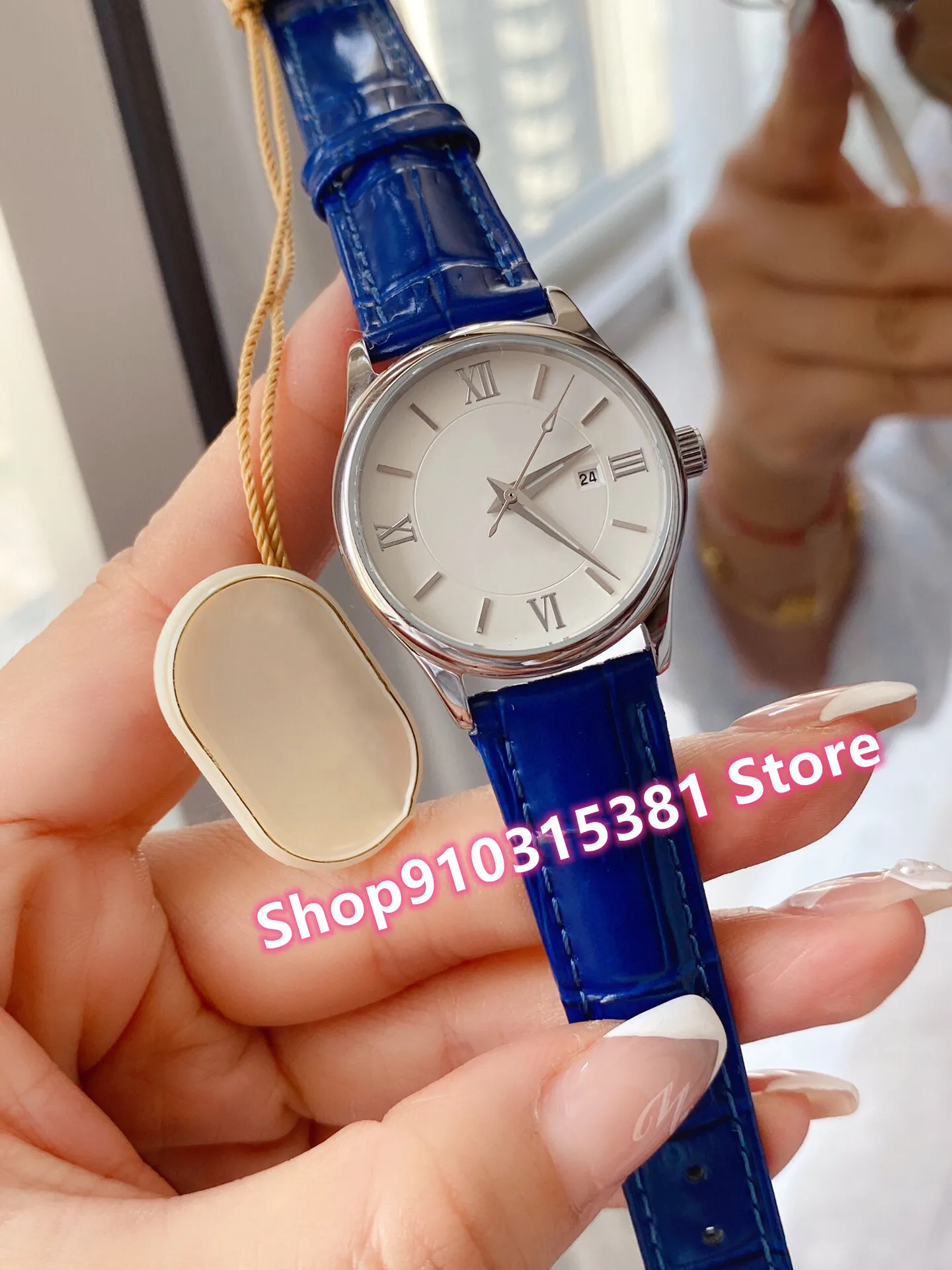 Classic Women Geometric Rome Number Watches Rose Gold Stainless steel calendar Wristwatch Lady Dress Quartz clock 32mm