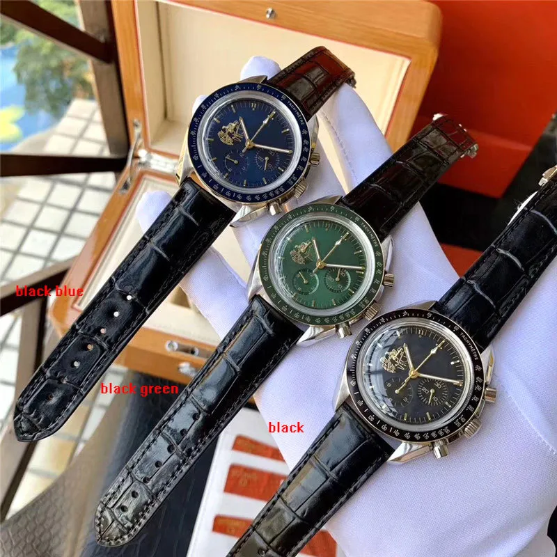 Top-Marken-Schweizer Uhren für Herren, Apollo 11, 50-jähriges Jubiläum, Designer-Uhr, Quarzwerk, alle Zifferblätter, Mondschein-Zifferblatt, Geschwindigkeit, Montr235Q