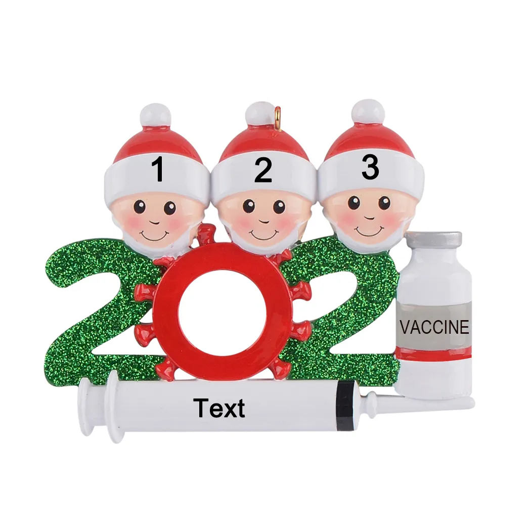 In voorraad hele retail polyresin 2021 Family of 2 gepersonaliseerde quarantaine kerstboom ornamenten decoratie Xmas Keepsake Sou270V