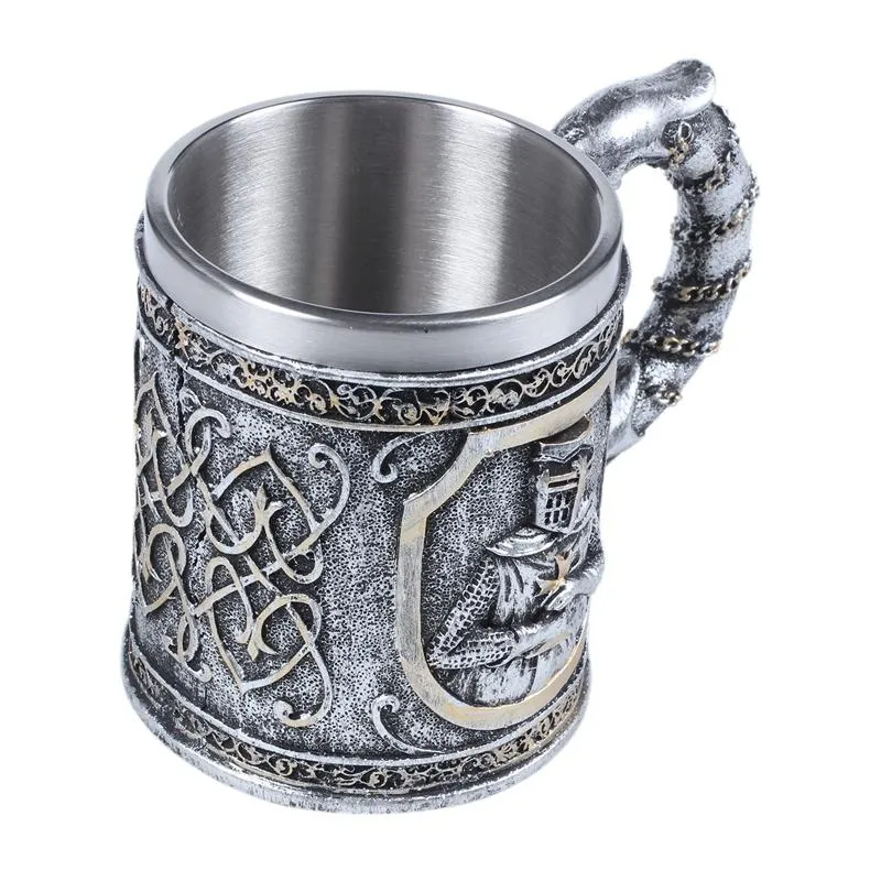 Mugs Medieval Templar Crusader Knight Mug Of Armor The Cross Beer Stein Tankard Coffee Cup221G