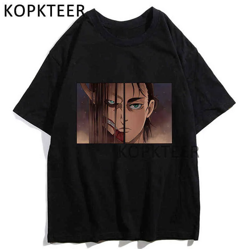 Vintage Summer T-shirts Anime Attack on Titan Mikasa Ackerman Armin Arlert Funny Print Hip Hop Casual Short Sleeve Unisex Tshirt Y220208