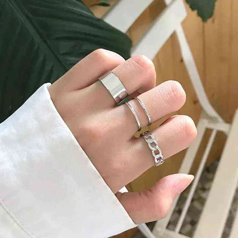 パンクロックリング上の指の鎖に調節可能なリング男性女性ギフトゴシックアニリオスヒップホップジュエリーリング2021トレンドアクセサリーG1125