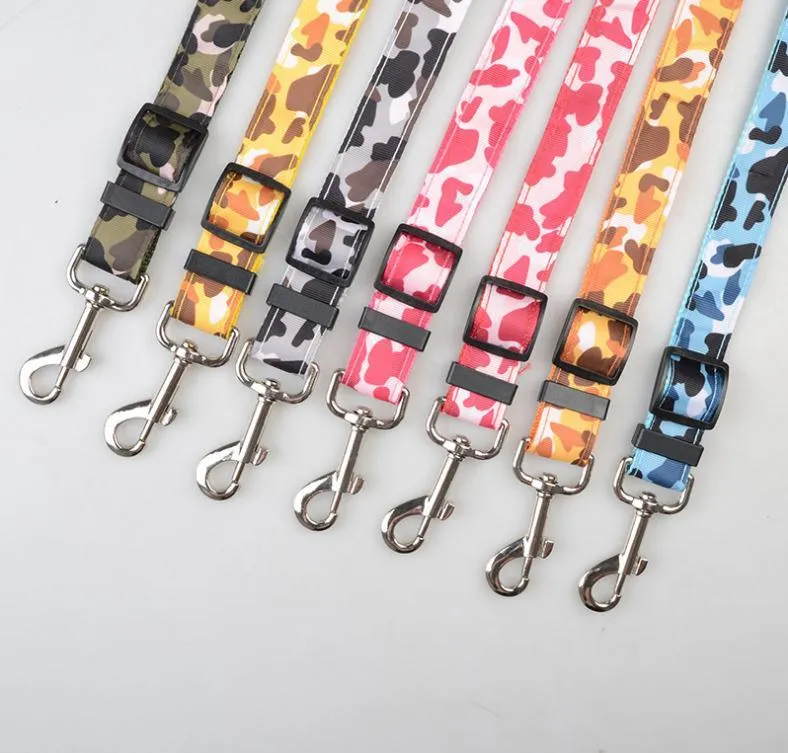 Camouflage Color Dog Pet Car Safety Seat Belt Harness Restraint Lead Adjustable Leash Wholesale