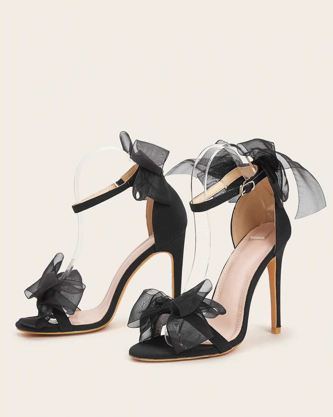 Wedding Sandals Satin Shoe Face Round Head Fine Heel Shoe Large Size Fish Mouth Lace Bow Heels