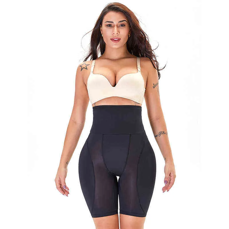 Hög midja midja tränare shapewear body mage shaper falsk röv rumpa lift booties hip pads förstärkare booty lyft lår trimmer 211029