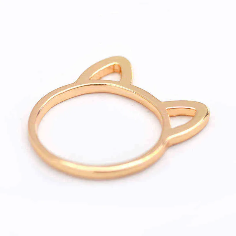 Anello di gatto semplice di moda le donne Anello di orecchie di gatto cavo Colore oro Accessori di gioielli di lusso con fascino in metallo nero G1125