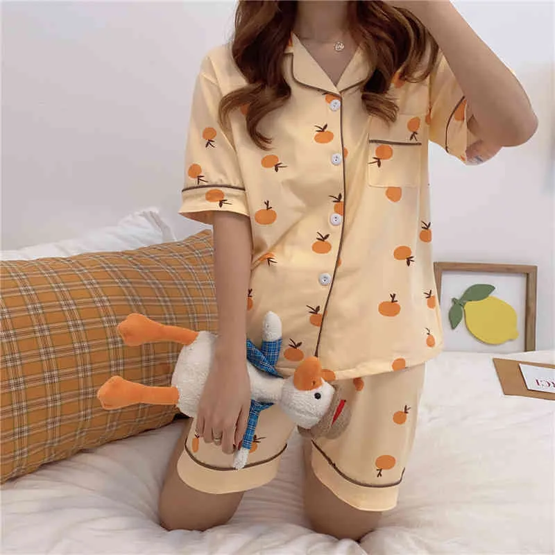 Meninas de verão elegante sleepwear de alta qualidade Homewear impresso de algodão princesa doce pijama conjuntos 210525