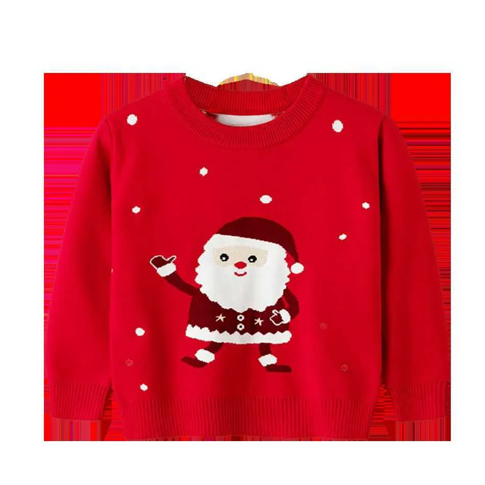 2021新しい秋冬少年女の子暖かい長袖セーター子供服クリスマス漫画サンタクロースキッズニットコートトップスY1024