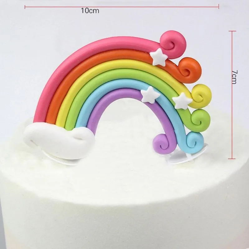 Andra festliga festförsörjningar Rainbow Cake Toppers Flags Decor Kids Girl Birthday Topper Baking Dessert Top Cupcake Wedding Decor2610