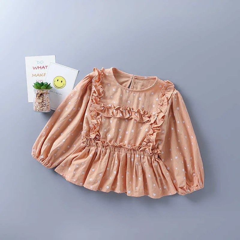 2-7 anos de alta qualidade menina vestuário conjunto outono moda bolinhas padrão camisa + saia de couro crianças crianças 210615