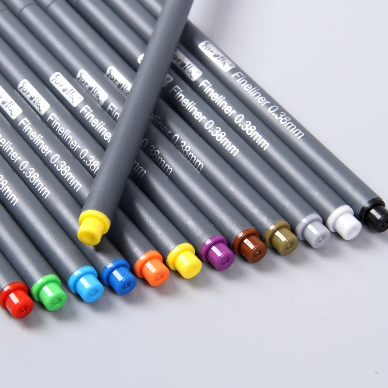 / Set 0.4mm ful Fiber Fineliners Marker Pen Set Painting Felt Tip Fine Hook Line Pen Graffiti Sketch Drawing Art 210226