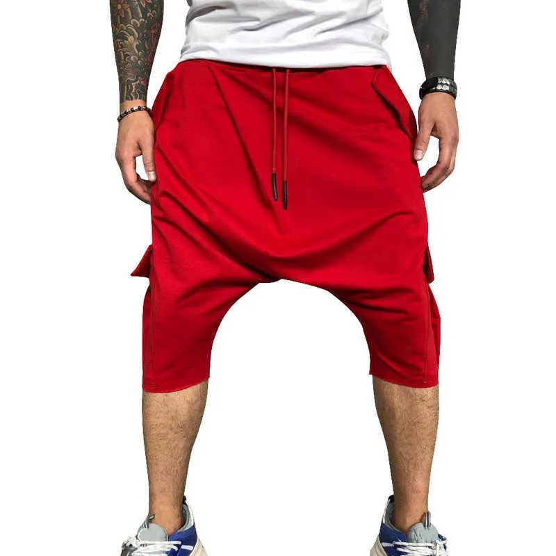 Dihope 2021 verão macho calças homens homens largamente perna calças macho gota de gota hiphop homem corredores bezerro calf-comprimento calça pista hiphop x0615