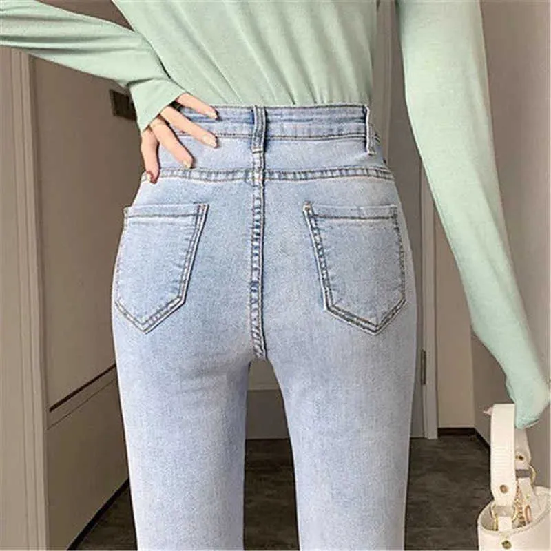 Mujer Pantalones Hip Skinny Sexy Jeans attillati Elastico a vita alta Modellante Pantaloni a matita color pesca Pantaloni da donna stile coreano 210629