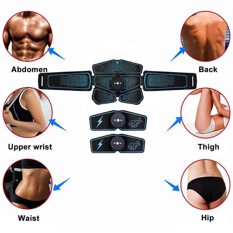 Estimulador muscular abdominal elétrico EMS emagrecimento ABS equipamento de fitness unissex Trainer exercício corpo treinamento massageador 220111