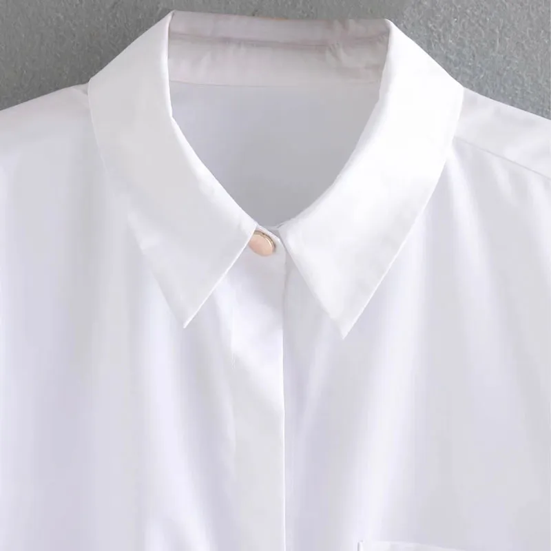 Top Women White Button up Shirts Woman Summer Fashion Casual Long sleeve Asymmetric Hem Oversized Ladies Blouse 210519