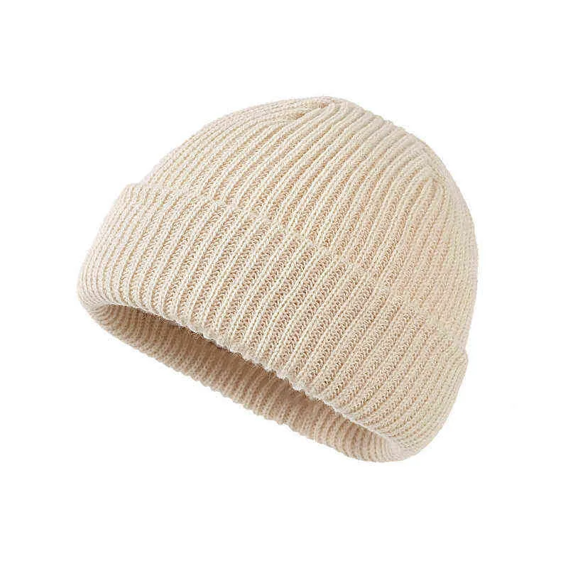 i unisex cappelli lavorati a maglia berretto da donna solido inverno caldo berretto retrò senza tesa berretto largo melone uomo zucchetto strada cofano Y21111