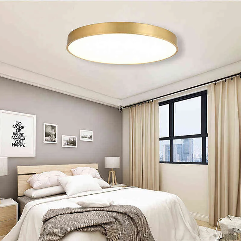 Ultra-thin LED ceiling lamp gold lamp surface installation living room bedroom remote home decoration lighting W220307