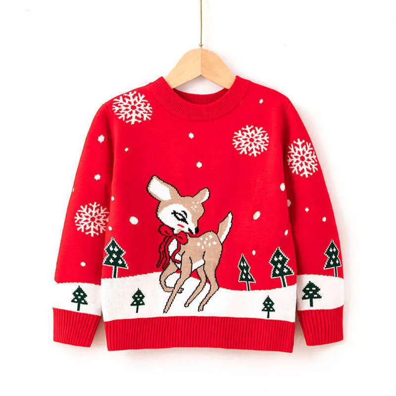 2021 Nieuwjaar Kerstmis gebreide truien jongens meisjes baby breien top kleding cartoon schattige patroon kleding casual xmas kleding y1024