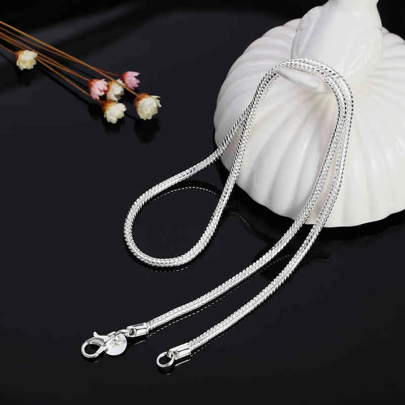 Großhandel 925 Sterling Silber 1mm/2mm/3mm Solide Schlangenkette Halskette für Männer Frauen Halsketten Modeschmuck für Anhänger