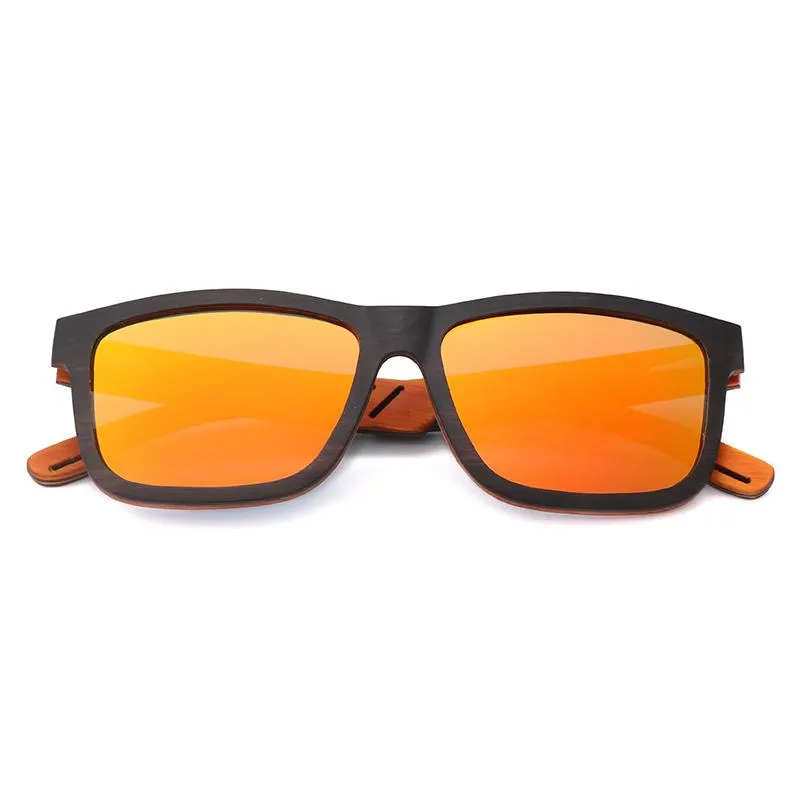 Lunettes de soleil faites à la main Vintage bois hommes lunettes de soleil polarisées femmes UV400 carré ébène zèbre en bois 2021 haute qualité 155C
