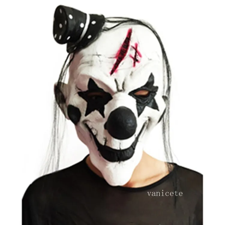 Maschere del partito di Halloween maschera del pagliaccio rosso e bianco maschera del terrore divertente Latex Full Face Headgear T2i52731