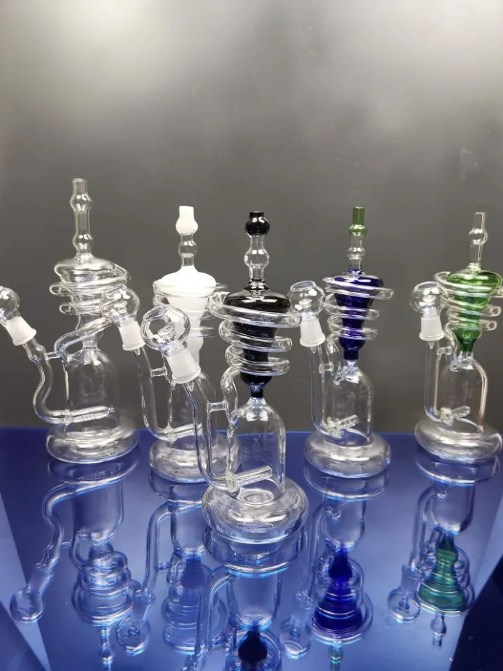 Super Vortex Glass Bong Dab Rig Hookahs Tornado Cyclone Recycler Rigs Recyclers Tub Water Pipe 14.4mm Joint Bongs sestshop