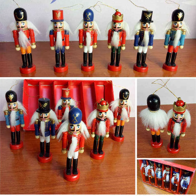 Merry Christmas New Year Decoration Kids Nutcracker Soldier Doll Wooden Pendant Navidad Christmas Decorations for Home H11127185987