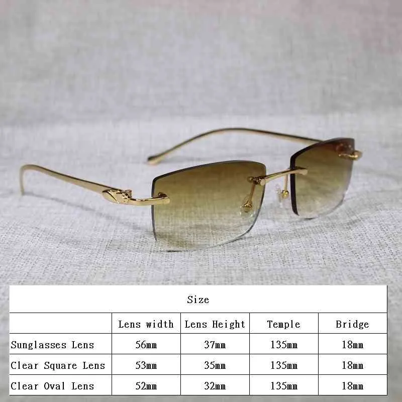 2024 FASHOUD OFF LUXE Designer Nieuwe heren- en dames zonnebrillen van Vintage Leopard Rimless Oval Metal Frame Shades Men Summer Outdoor Clear om te lezen