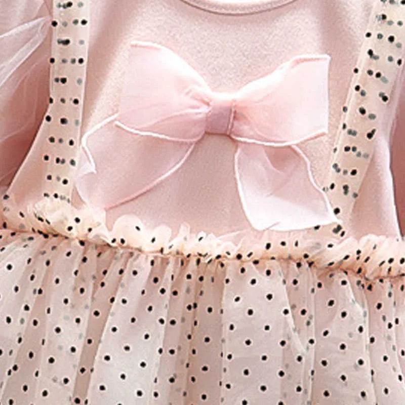 Bbe weide leider meisjes baby prinses jurken mode geboren polka dot jurk peuter meisje baby bowtie party kostuums schattige outfits 210708