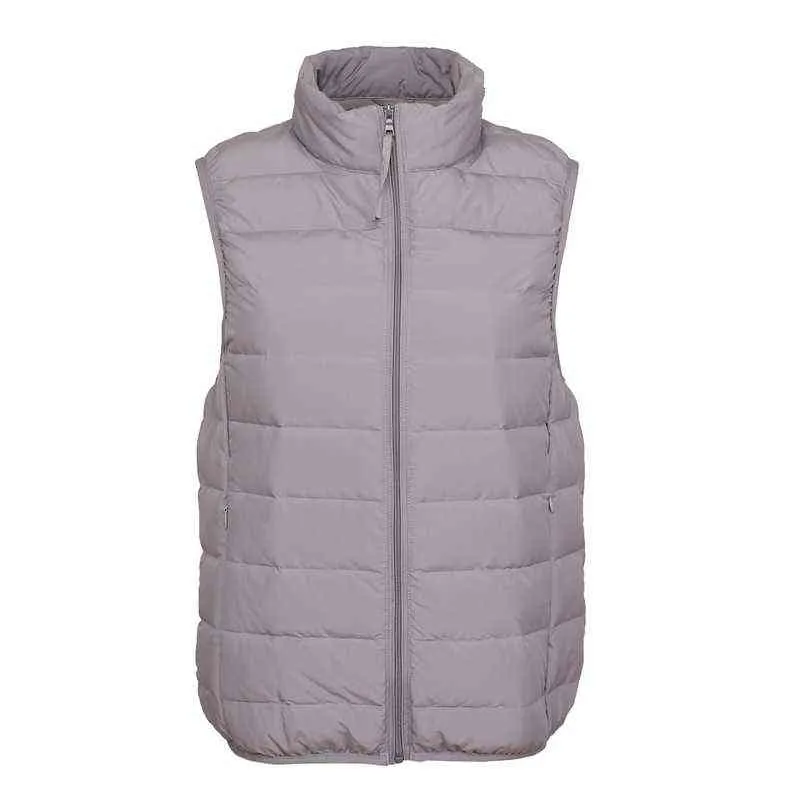 Bang Matt Tissu Femmes Sans Manches Ultra Léger Vers Le Bas Gilet Femmes Blanc Duvet de Canard Gilet Femme Col Montant Mince Chaud Gilet 211130