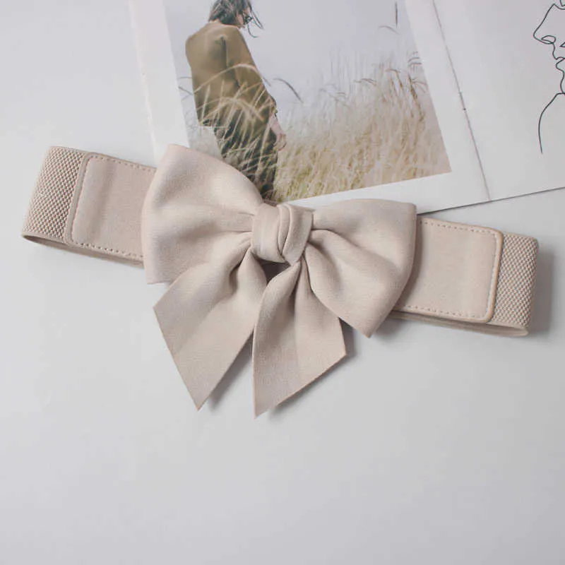 Women Elegant Big Bow Elastic Waistbands Lady Stretchy Solid Color Ribbon Bow-Knot Waist Belt Dress Decoration Cumerbunds G1026