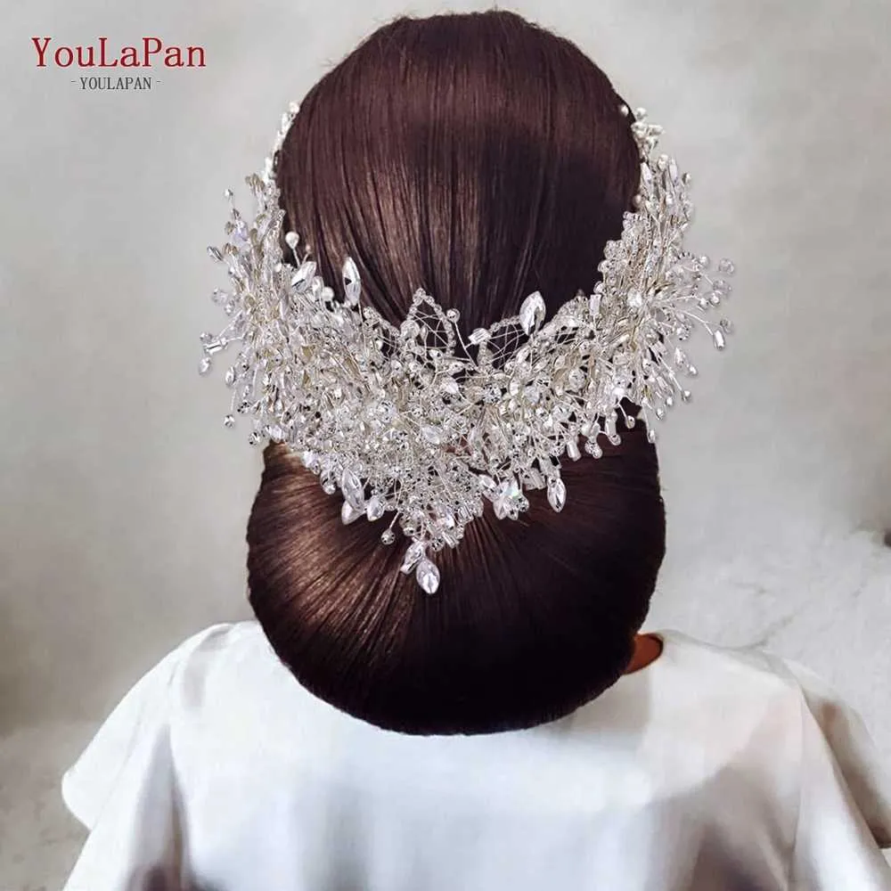 TopQueen HP372 Bruids Rhinestone Tiara Set Big Luxe Bruiloft Crown Bridal Tiara Woman Bruid Accessoires Bruiloften Tiara Hoofdband X0625