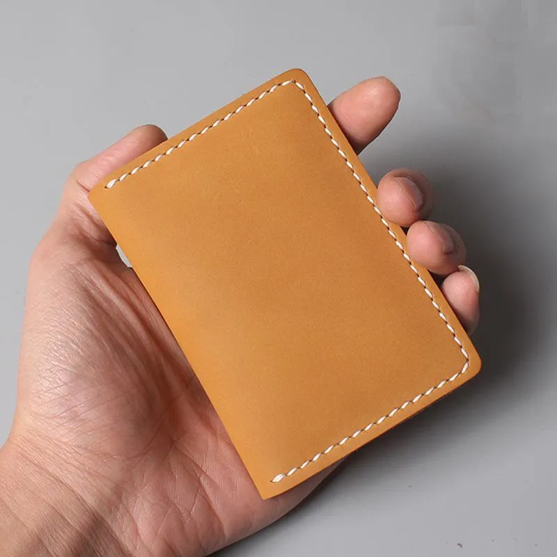 Soportistas de tarjetas Diseñador Minimalista Minimalista La billetera de ID de bus de cuero billetera hecha a mano238s